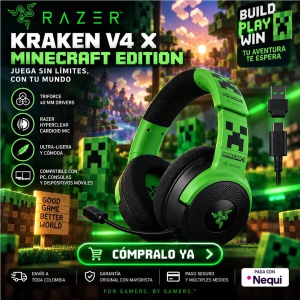 Diadema Gamer Razer Kraken V4 X Minecraft Edition - Image 3
