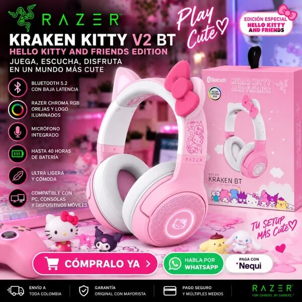 Diadema Razer Kraken Kitty V2 BT Hello Kitty and Friends Edition - Image 3