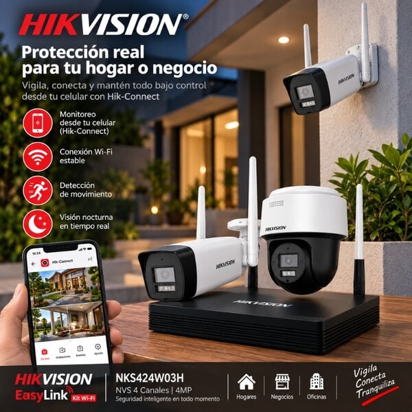 Kit Cámaras WiFi Hikvision EasyLink NKS424W03H 4MP NVS 4 Canales - Image 2