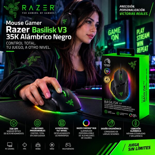 Mouse Gamer Razer Basilisk V3 35K Alámbrico Negro - Image 2