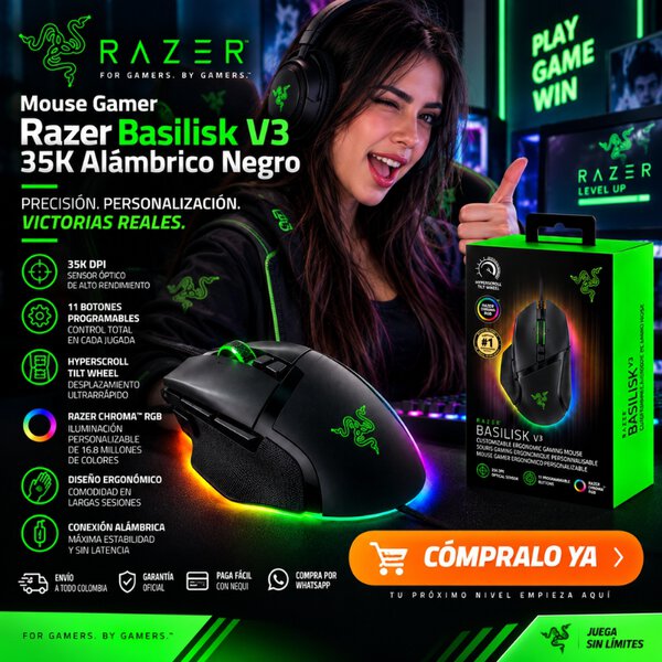 Mouse Gamer Razer Basilisk V3 35K Alámbrico Negro - Image 3