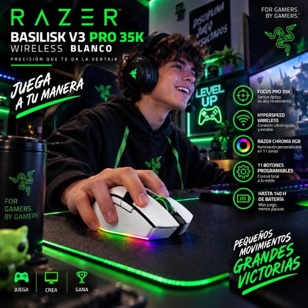 Mouse Gamer Razer Basilisk V3 Pro 35K Wireless Blanco - Image 2