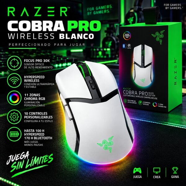 Mouse Gamer Razer Cobra Pro Wireless Blanco