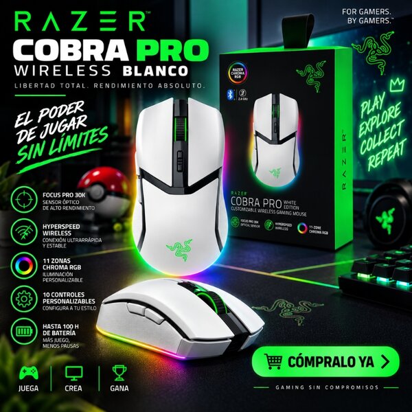 Mouse Gamer Razer Cobra Pro Wireless Blanco - Image 3