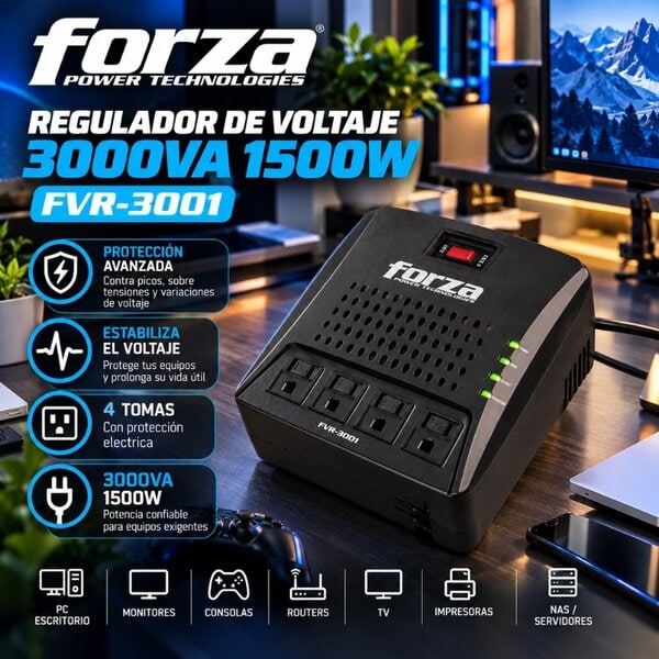 Regulador de Voltaje Forza 3000VA 1500W FVR-3001