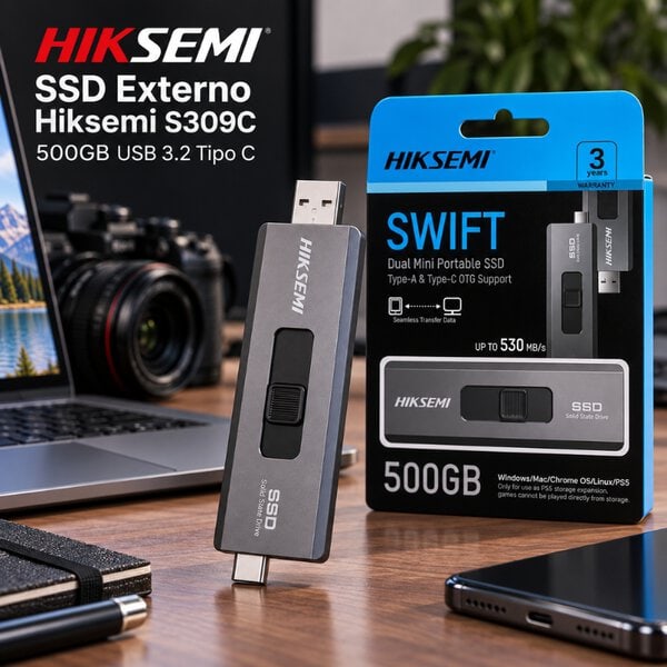 SSD Externo Hiksemi S309C 500GB USB 3.2 Tipo C