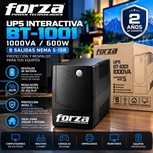 UPS Interactiva Forza 1000VA 8 Salidas BT-1001