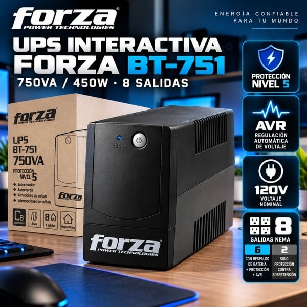 UPS Interactiva Forza 750VA 8 Salidas BT-751