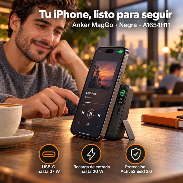 Batería Externa Anker MagGo 10000 mAh Qi2 15W Negra A1654H11 - Image 2