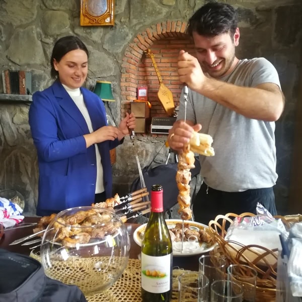 Great Georgian BBQ at the Chubini wine cellar