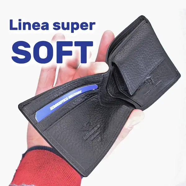 Portafoglio piatto con zip in pelle Soft - immagine 2