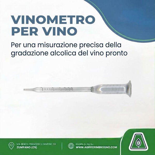 Vinometro per Vino di Precisione - Strumento Enologico in Vetro per la Misurazione del Grado Alcolico