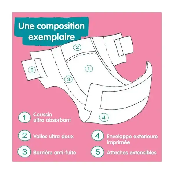 Carryboo - Couches  3-6kg – (Taille 2 : L) 1 paquet de 56 Bambo