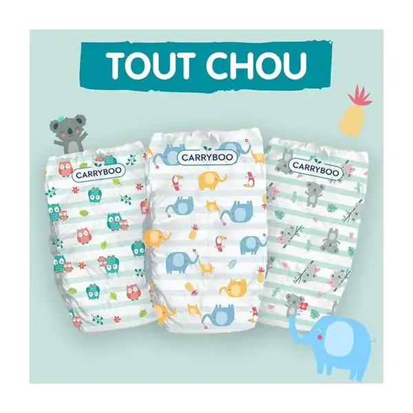 Carryboo - Couches  3-6kg – (Taille 2 : L) 1 paquet de 56 Bambo