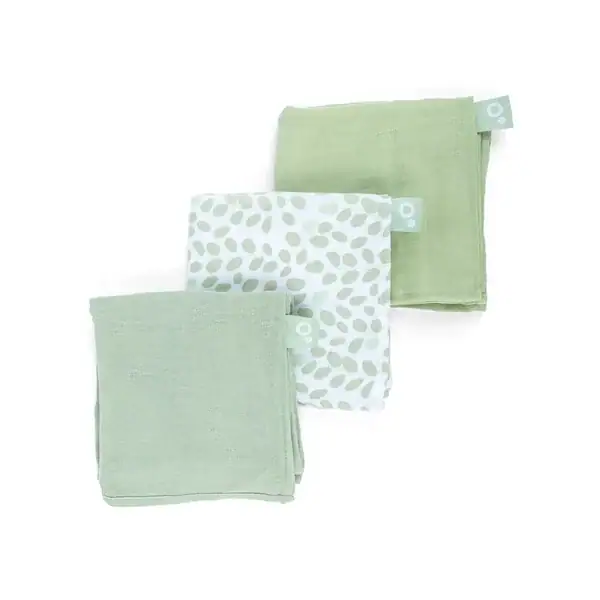Doomoo Set de 3 Langes en Gaze de Coton Mini Leaves Green Lovely