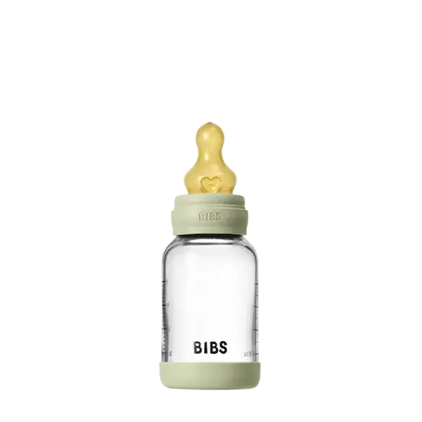 Bibs Biberon en verre rond avec tétine en latex à débit lent 120ml – Sauge