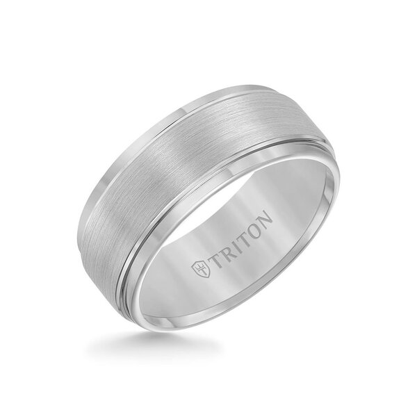 9MM Tungsten Carbide Ring - Brushed Finish and Step Edge - 11-2096-9