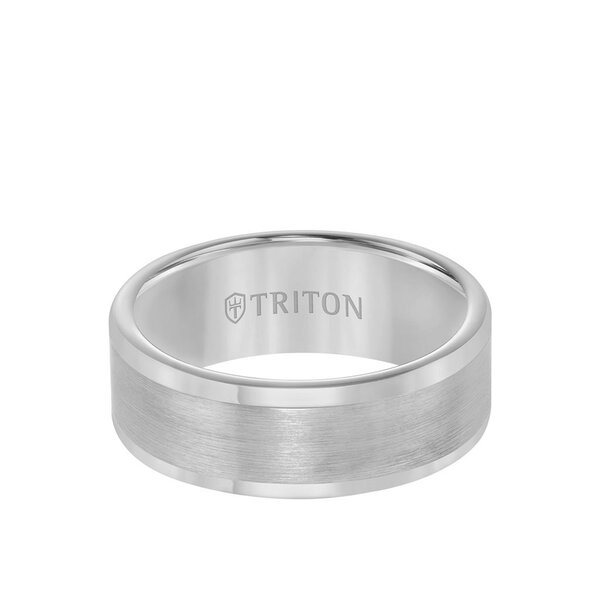 8MM Tungsten Carbide Ring - Satin Finish Flat Center and Round Edge - 11-2118-8