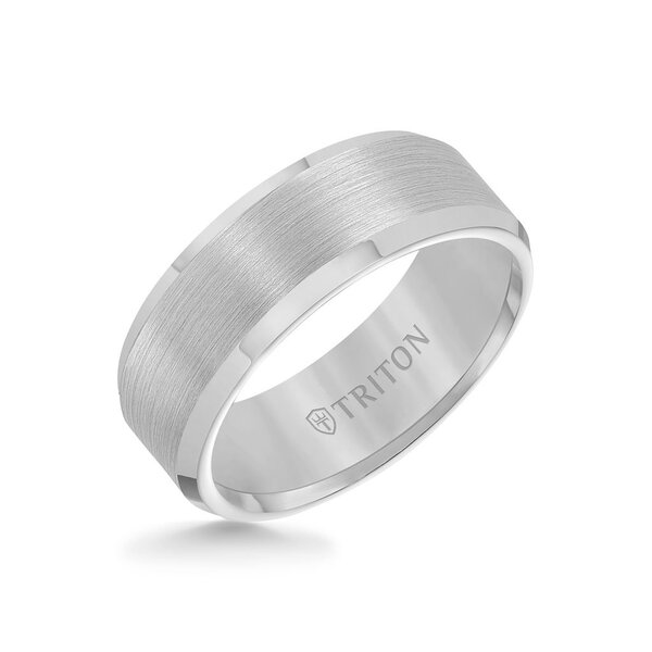 8MM Tungsten Carbide Ring - Satin Finish Center and Bevel Edge 11-2320-8