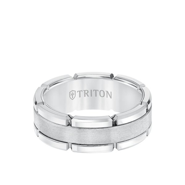 8MM Tungsten Carbide Ring - Flat Brushed Center and Link Edge 11-5252-8