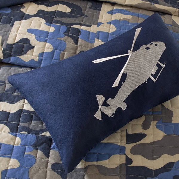 Mi Zone Josh Reversible Camouflage Quilt Set with Throw Pillow in Blue, Twin/Twin XL MZ80-307