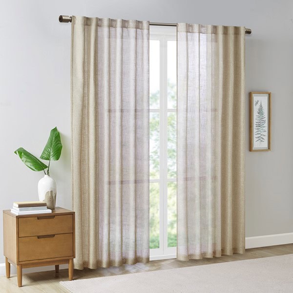 Madison Park Kane Texture Printed Woven Faux Linen Window Panel in Wheat, 50x84" MP40-7500
