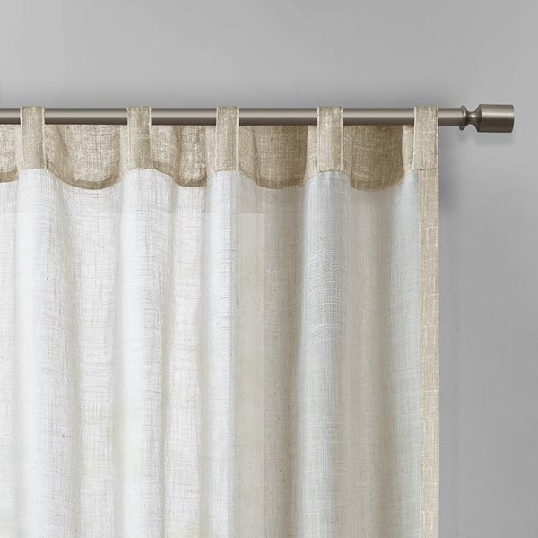 Madison Park Kane Texture Printed Woven Faux Linen Window Panel in Wheat, 50x84" MP40-7500
