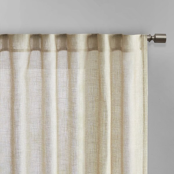 Madison Park Kane Texture Printed Woven Faux Linen Window Panel in Wheat, 50x84" MP40-7500
