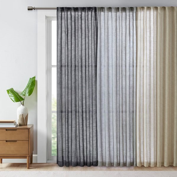 Madison Park Kane Texture Printed Woven Faux Linen Window Panel in Wheat, 50x84" MP40-7500