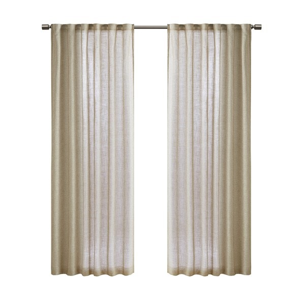 Madison Park Kane Texture Printed Woven Faux Linen Window Panel in Wheat, 50x84" MP40-7500