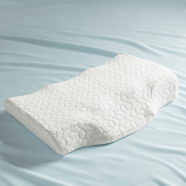 Sleep Philosophy Cooling Gel Pad Contour Foam Pillow with Removable Rayon from Bamboo/Poly Cover in White BASI30-0580