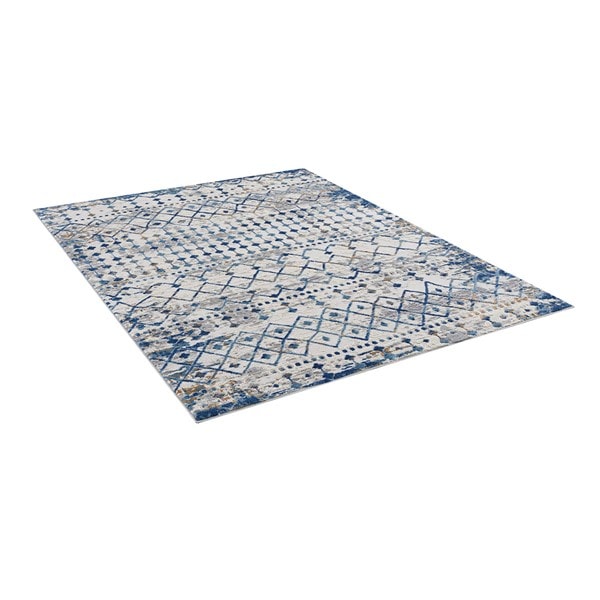 Madison Park Hannah Moroccan Global Woven Area Rug in Blue/Cream, 8x10' MP35-7580