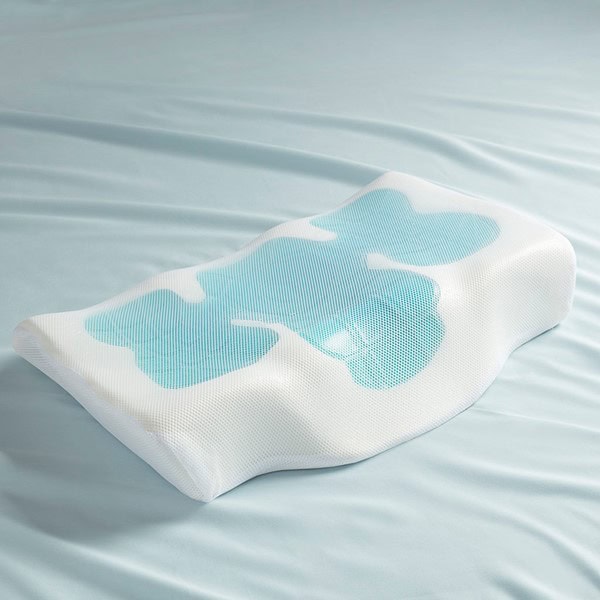 Sleep Philosophy Cooling Gel Pad Contour Foam Pillow with Removable Rayon from Bamboo/Poly Cover in White BASI30-0580