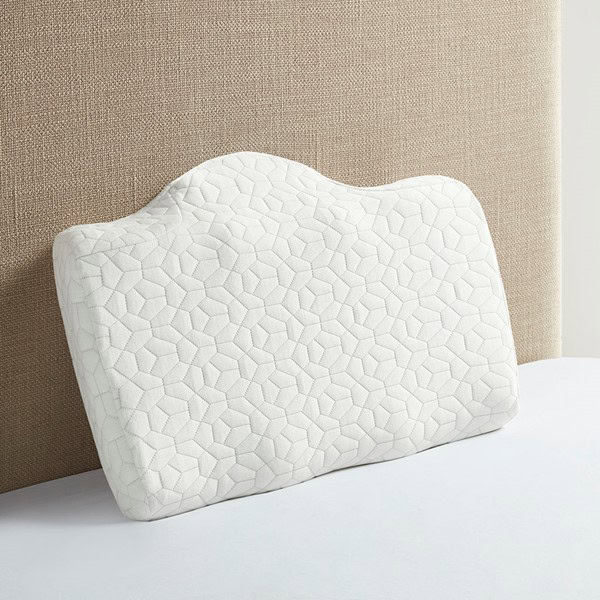 Sleep Philosophy Cooling Gel Pad Contour Foam Pillow with Removable Rayon from Bamboo/Poly Cover in White BASI30-0580