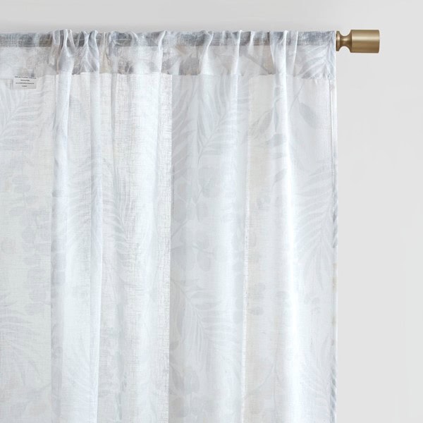 Madison Park Yara Botanical Printed Texture Sheer Window Pair in Neutral, 2-PK 37x84" MP40-8102