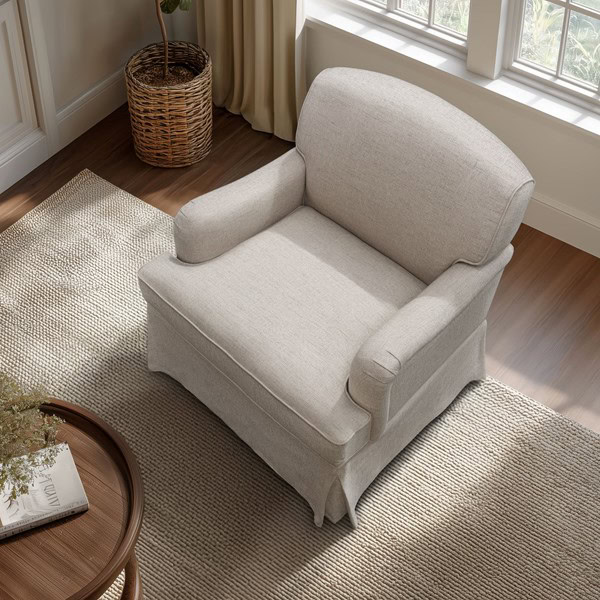 Martha Stewart Melody Swivel Glider Skirted ArmChair in Cream, One Size MT103-0189 - Image 6