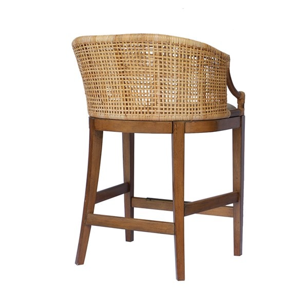 Martha Stewart Playa Handcrafted Rattan & Wood Counter Stool 25" H in Natural, One Size MT104-0169 - Image 4