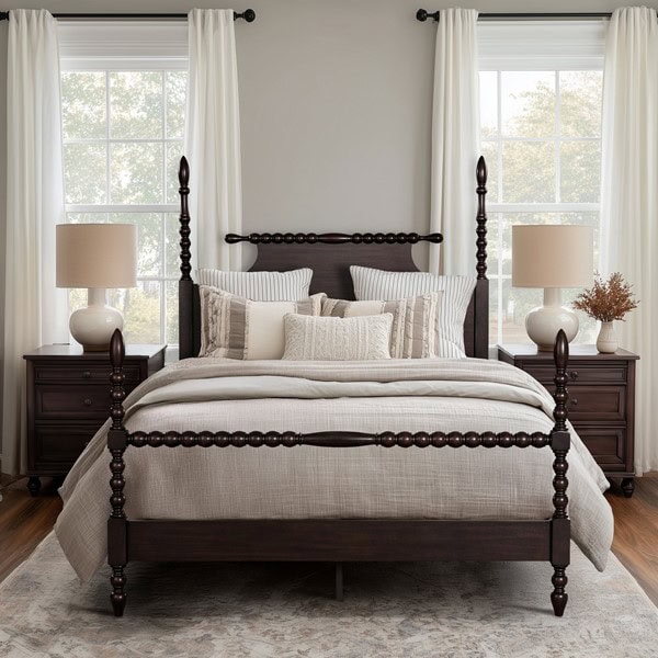 Madison Park Signature Beckett Turned Wood Spindle Bed in Morocco Brown, Full MPS115-0346