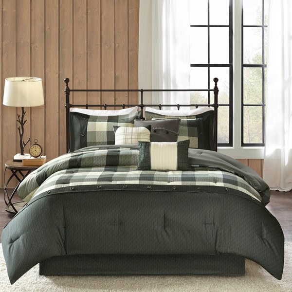 Madison Park Ridge 7 Piece Herringbone Comforter Set in Grey, Cal King MP10-4678 - Image 2
