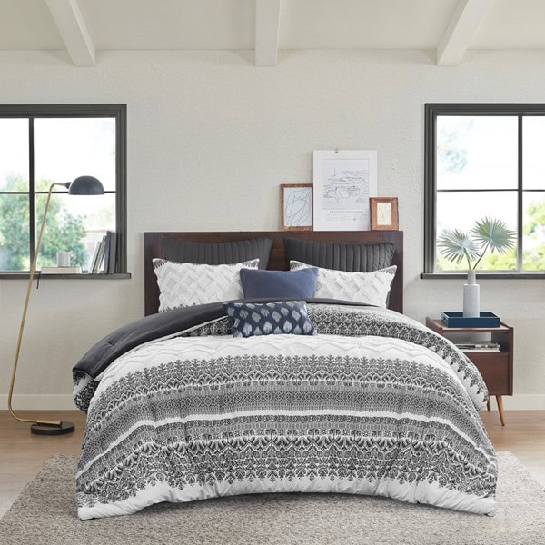 INK+IVY Mila 3 Piece Cotton Comforter Set with Chenille Tufting in Gray, King/Cal King II10-1249 - Image 4