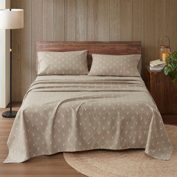 Woolrich Cotton Flannel Sheet Set in Stag Head, King WR20-4099