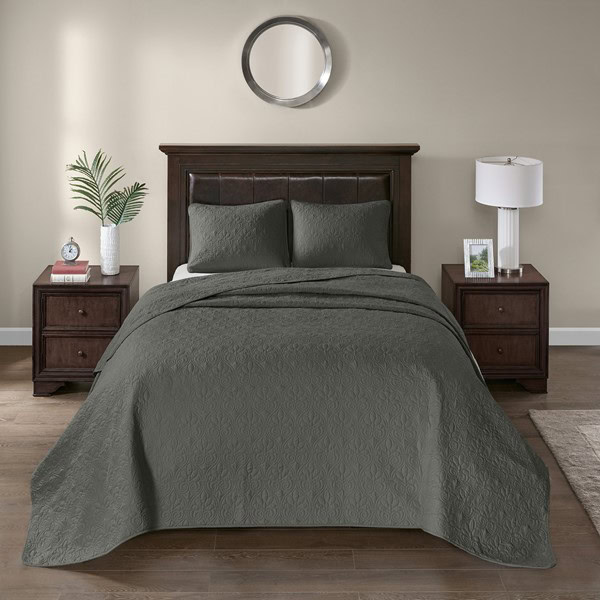 Madison Park Quebec Reversible Bedspread Set in Dark Grey, Queen MP13-6126 - Image 2