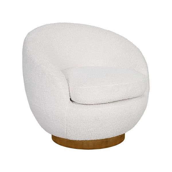 INK+IVY Jessel Shearling Sherpa Swivel Chair with Wood Base in Cream, One Size II103-0578 - Image 5