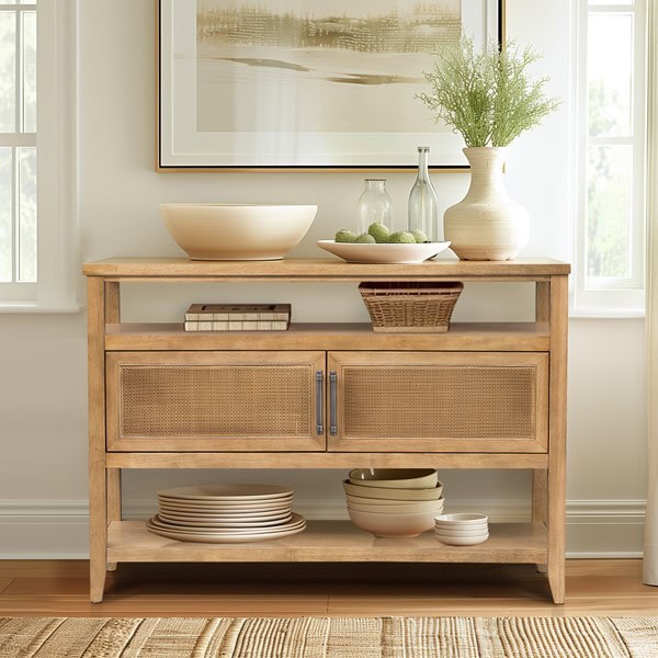 Martha Stewart Naomi 2 Door Storage Console Table in Honey, One Size MT120-1201 - Image 4