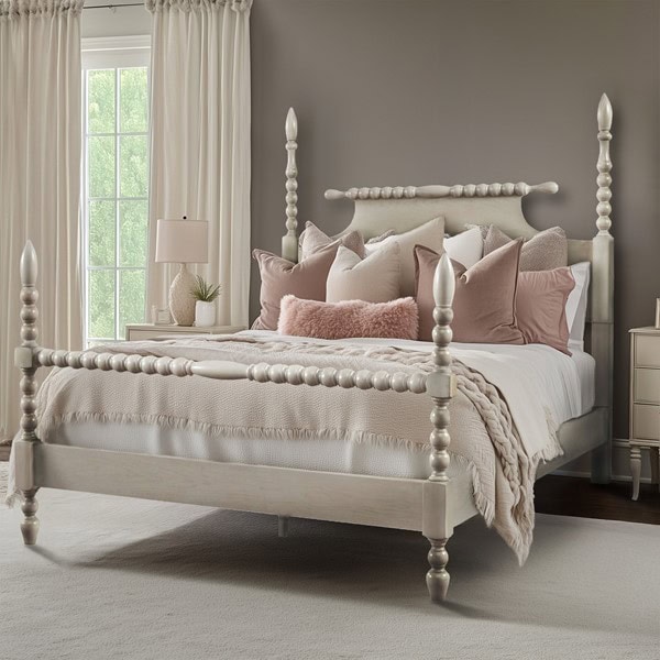 Madison Park Signature Beckett Turned Wood Spindle Bed in Antique Cream, Queen MPS115-0287U2 - Image 4