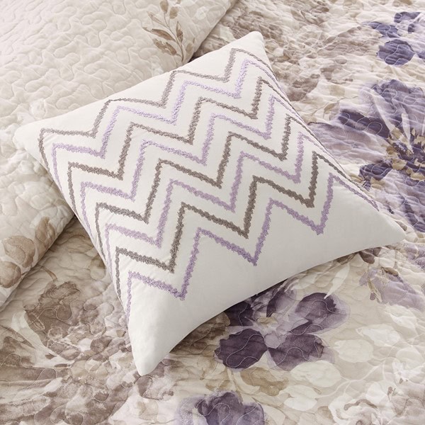 Madison Park Luna 6 Piece Printed Quilt Set with Throw Pillows in Taupe, Full/Queen MP13-2122 - Image 6