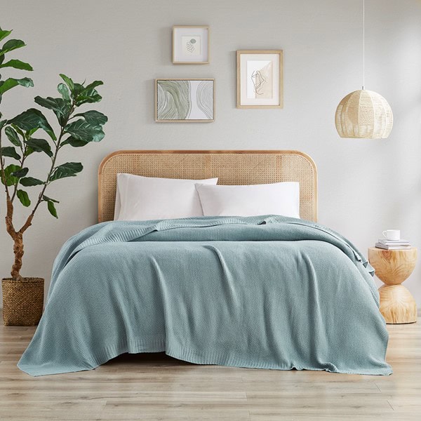 INK+IVY Bree Knit Blanket in Light Blue, Full/Queen II51-1309