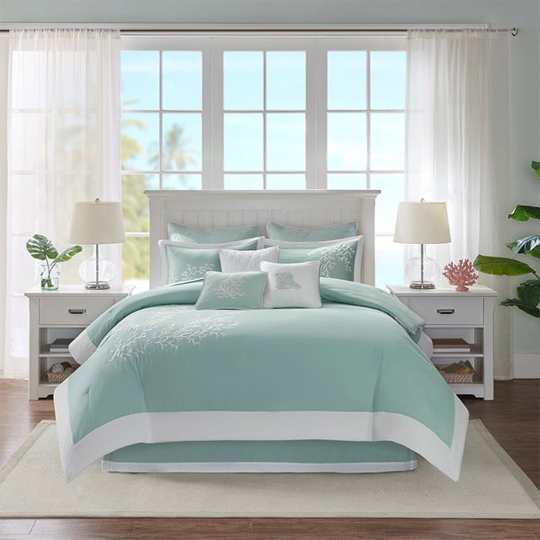 Harbor House Blue Coastline Oversized Cotton Jacquard Comforter Set in Aqua, Twin HH10-480 - Image 3