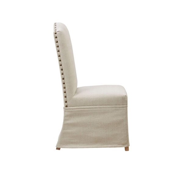 Madison Park Foster Set of 2 High Back Dining Chairs with Skirts in Beige, Set of 2 MP108-0849 - Image 2