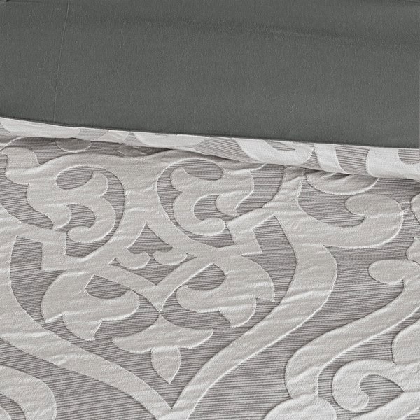 Madison Park Odette 8 Piece Jacquard Comforter Set in Silver/Silver, King MP10-5886 - Image 2